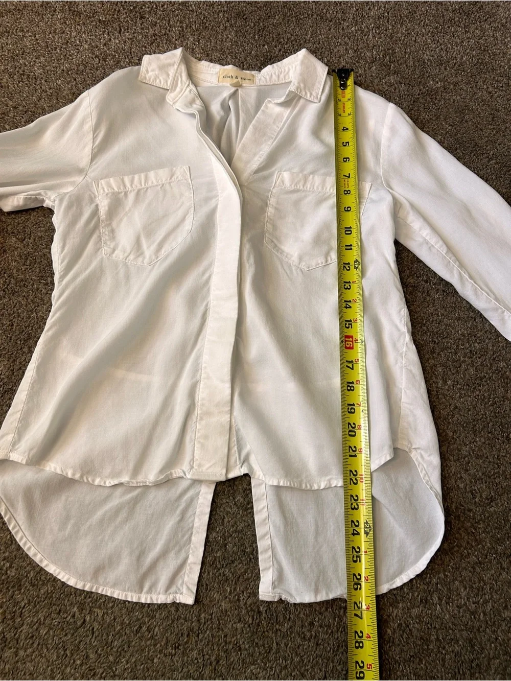 Cloth & Stone Roll Tab Long Sleeve Button Up Shirt White XS Collar Office Career